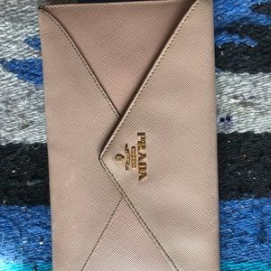 Prada Saffiano Envelope Wallet taupe beige